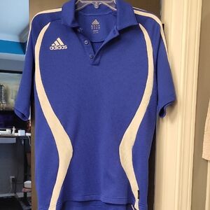 adidas Blue Polo Shirt with White Panels